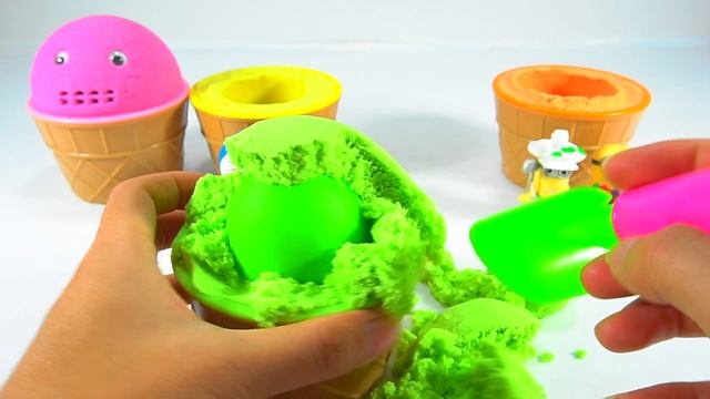 4 Color Kinetic Sand in Ice Cream Cups | Surprise Toys Chupa Chups LOL Yowie Kinder Surprise Eggs