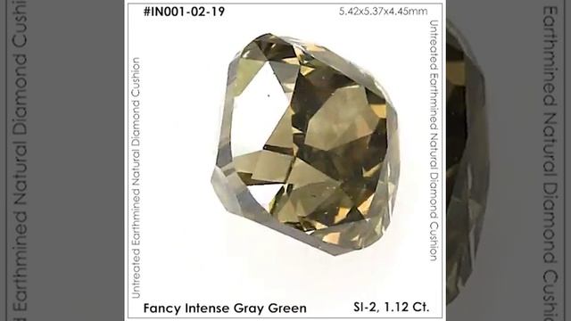 SUPER ! 1.12 Ct. Untreated Natural Fancy Gray Green Diamond Cushion Earthmined