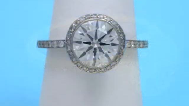 Round Brilliant Cut Diamond Ring 1.86-carat set in a platinum pave-set Bez Ambar mounting