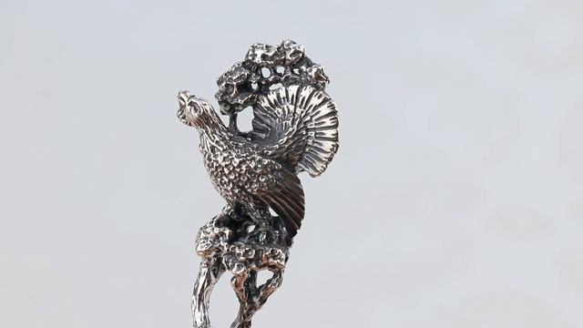 Ложка чайная "Глухарь" с чернением (Серебро 925)