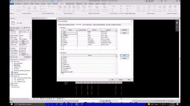 Define load cases in revit structures