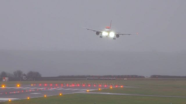 ROCKY Approach & Landing during STORM DUDLEY at Bristol Airport, UK (16th February 2022) | 4K