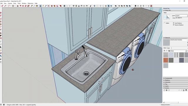 Modeling Interiors in SketchUp - Laundry Room Part 3 - Materials and Background
