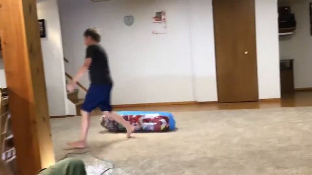 Beating up a air punching bag with sound effects