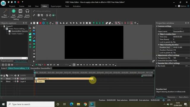 How to apply a blur fade in effect in VSDC Free Video Editor?