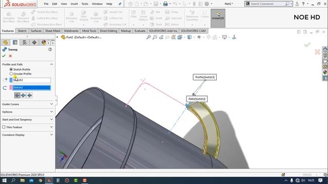 solidworks tutorial swept boss for beginners
