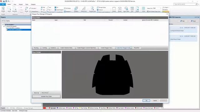 Polygon Pour from board outline - SOLIDWORKS PCB
