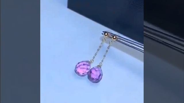 Shilovem 18 к желтые пьезоэлектрические серьги с аметистом, ювелирные украшения для женщин, модные