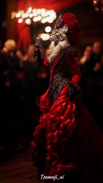 Кошка выступает в Moulin Rogue