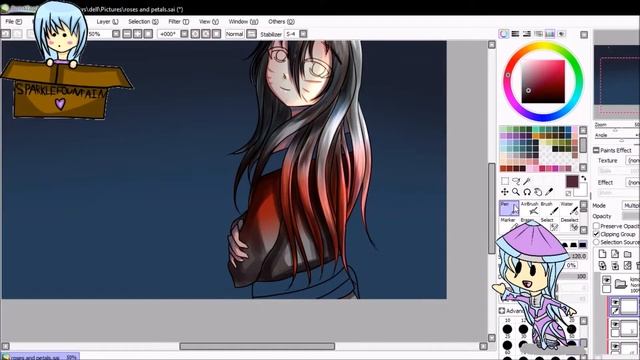 [1080p60FPS] Paint Tool SAI: Roses and Petals Speedpaint