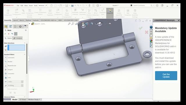 Hinge assembly and motion study in Solidworks