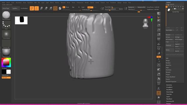 a Process of 3d Modeling a Tree Mug With Face In Zbrush