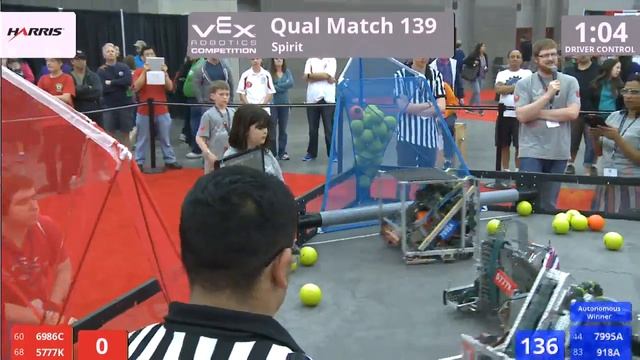 VEX Worlds 2016 - VRC Middle School - Spirit - Qual 139 (6986C 5777K) 124 vs 241 (7995A 918A)