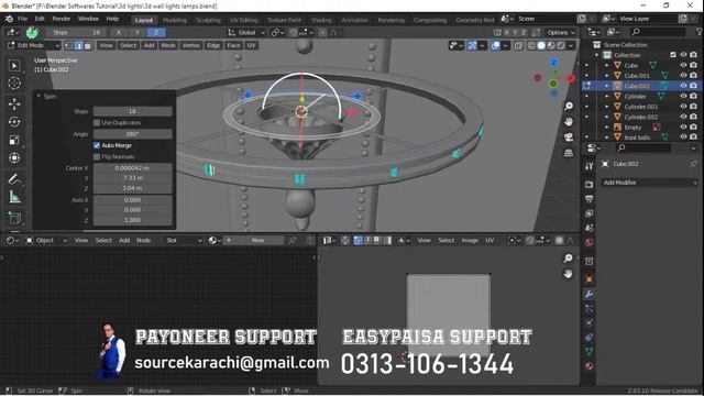 Live Blender 3d Wall Lamp Modelling Eevee and Cycles Part 2