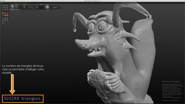 Sculptris - 11 - Subdivide All / Reduce Select