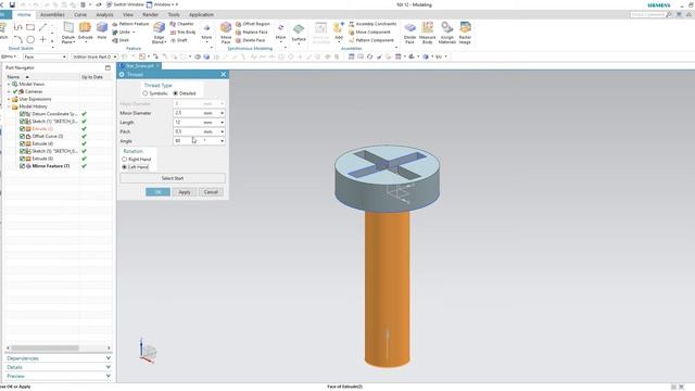 Star Screw Tutorial in Siemens NX