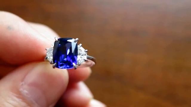 Alexandra 4 Carat Blue Sapphire & Diamond Ring by Dana Walden Bridal - NYC