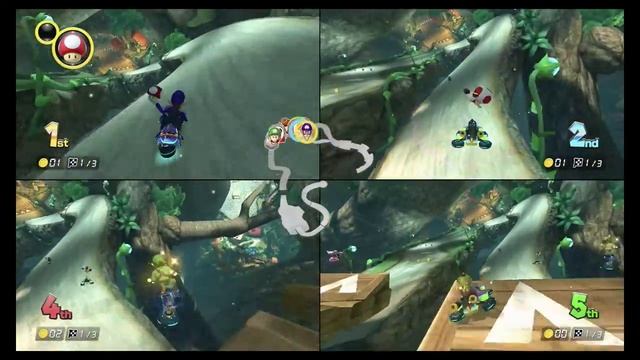 Mario Kart 8 Deluxe with my kiddo, Jacob, and Tara