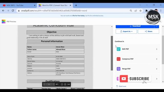 How to Convert Word to PDF | How to Convert MS Office Files to PDF | PDF Converter | MSK INFO