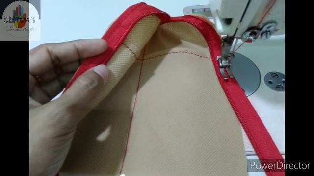 Jute  mobile pouch stiching by Sai geetha