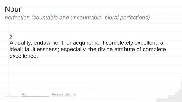 PERFECTION meaning, definition & pronunciation | What is PERFECTION? | How to say PERFECTION