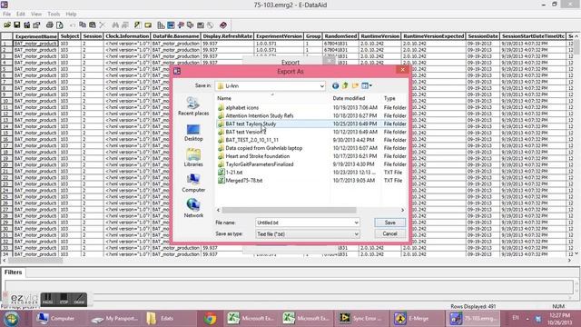 How to merge Edat files for BAT scores