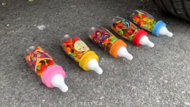 Experiment Car vs orbeez, Big Chupa Chups, coca-cola Crushing crunchy & soft Things by car | Text E