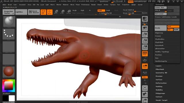Zbrush to Keyshot alligator creation 03 Texturing our model