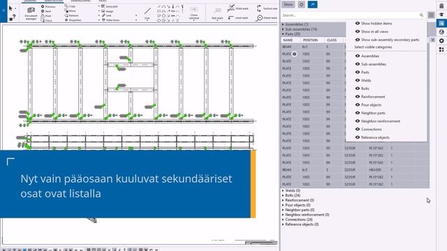 Tekla Structures (FIN) - Uudet ominaisuudet 2024 - Drawing content manager
