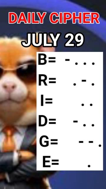 29 July Hamster Kombat Daily cipher code#hamsterkombat#shorts