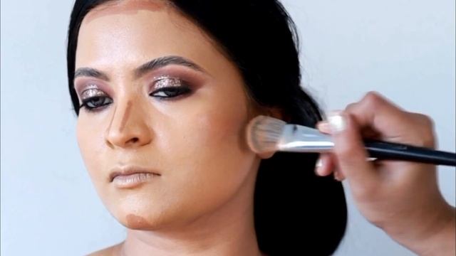 Indian / Pakistani Bridal Base (Before and After) - Bridal Makeup | Red Lips & Bronze Glitter eyes