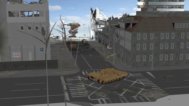 City wars: Robot vs tank Abrams (American tank) 3D Blender Animation
