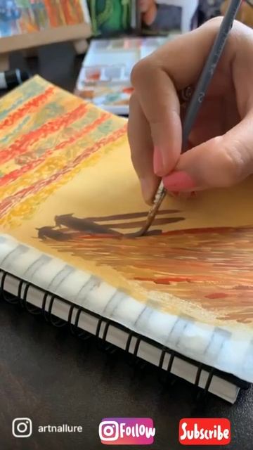 The scream by Edvard Munch 😱| Gouache painting #shorts