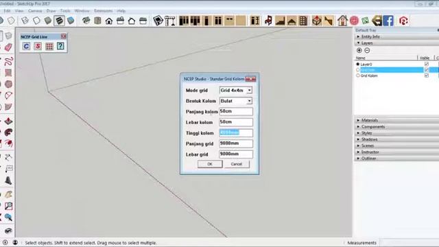 Plugin SketchUp - Grid Line V1.1