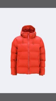 Bright Red Puffer Coat RAINS