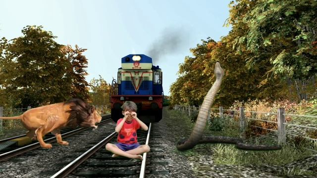 Angry Anaconda on Track and attack on baby STops Train In Train Simulator BABY AND ANACONDA FUNNY