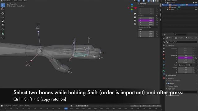 Finger rigging using drivers in Blender