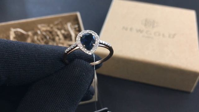 !Кольцо 095937 из красного золота 585 пробы с сапфиром и бриллиантами