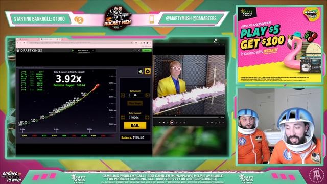 The Rocket Men are live playing Rocket, Blackjack, Slots, and more