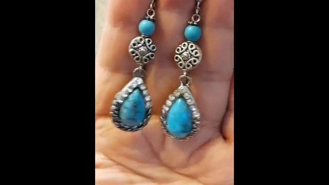 Винтажные серьги подвески Бирюза Чехословакия СССР