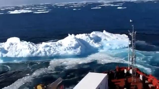 CCGS Amundsen Ice Breaker Hits Old Ice At 11 Knots.wmv