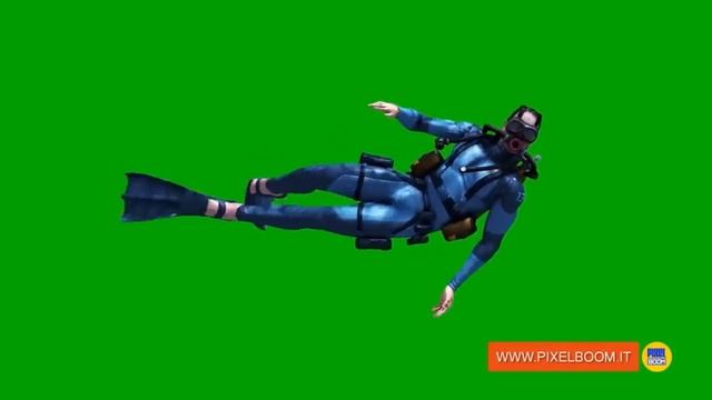Green Screen Diver Swim Scuba Diving Cylinders - PixelBoom