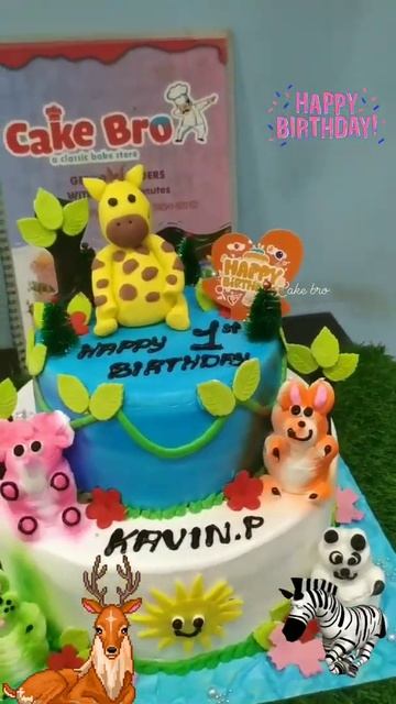 #cakebro #cakes #trichy , Animal theme with black forest cake in cakebro trichy..
