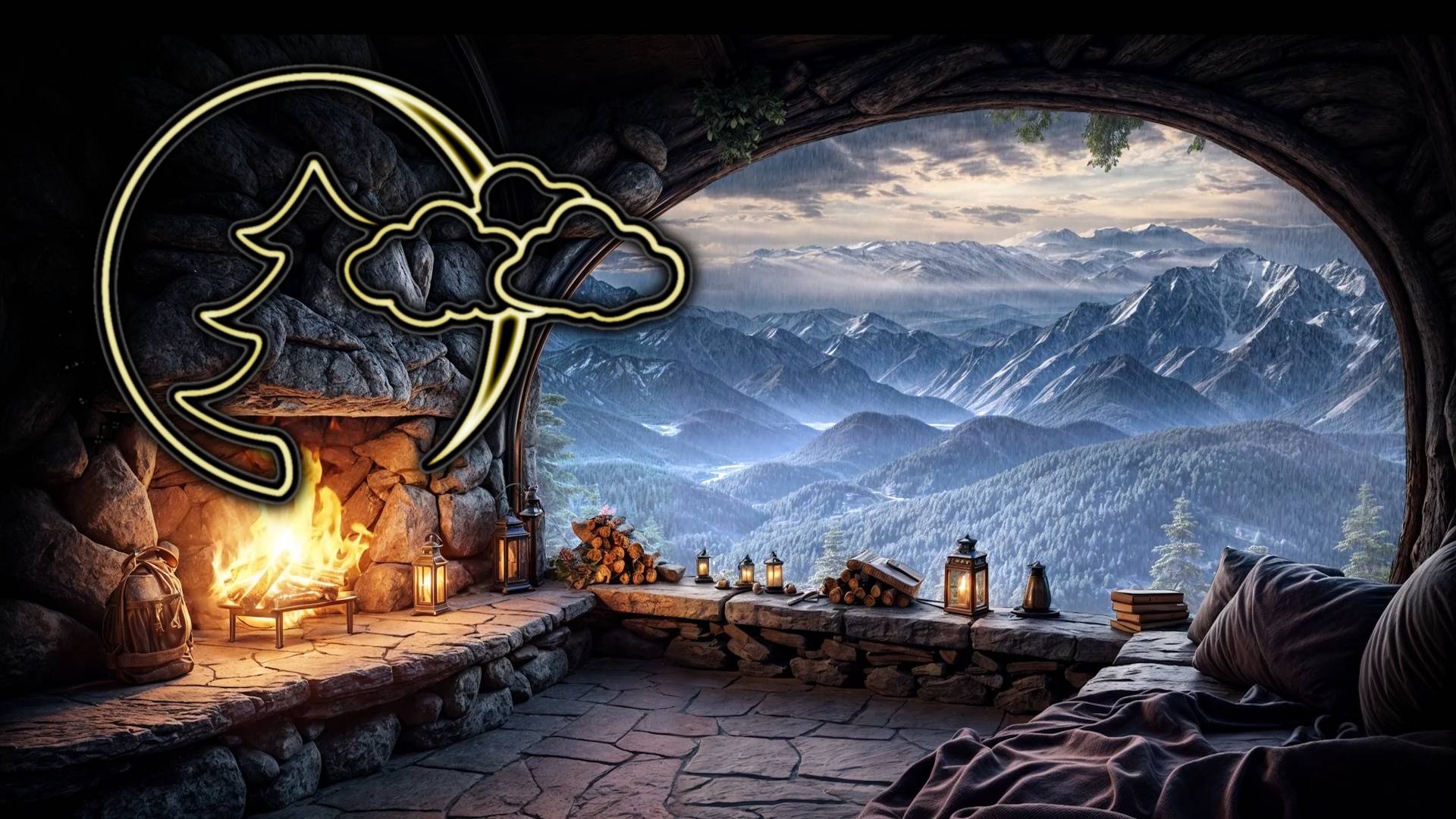 Ветер |Камин |огонь, снег |вьюга, медитация |Метель |сон |Fire and snowstorm & FullHD fireplace