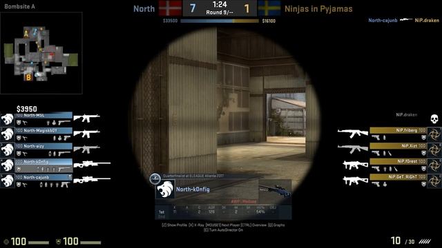 CSGO: POV North k0nfig vs NiP (25/7) cache @ ESL Pro League Season 5 EU