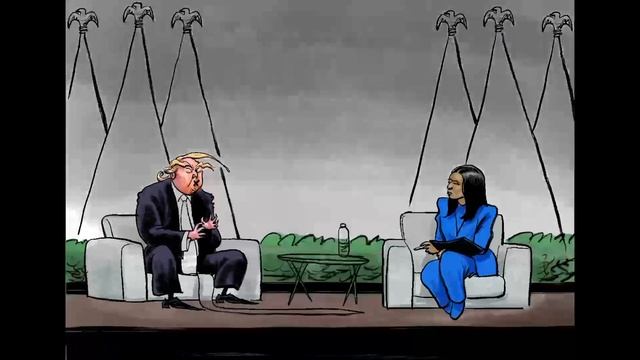 Timelapse video-political cartoon: Trump discusses Kamala's ethnicity, by cartoonist Darrin Bell