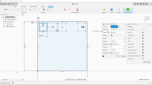 Fusion 360: How to use the Rectangular Pattern tool