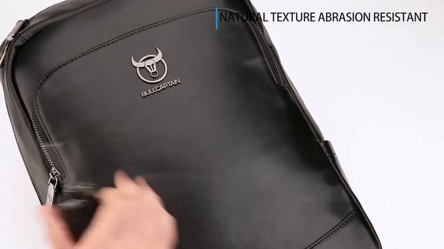 BULLCAPTAIN Leather Laptop Backpack for Men Business Travel Rucksack