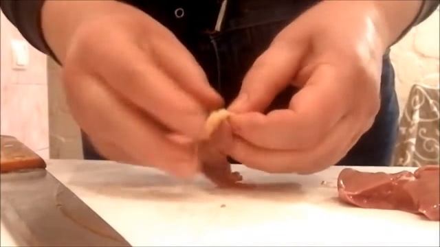 Вкусная куриная печень с сердцем.