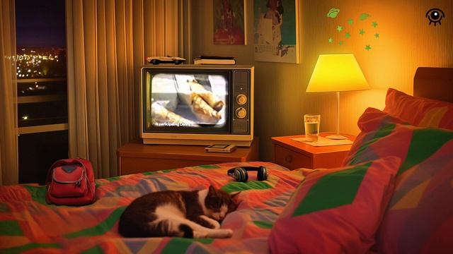 📺 Атмосфера LoFi в комнате 90-х годов с телевизионной рекламой и прогнозом погоды